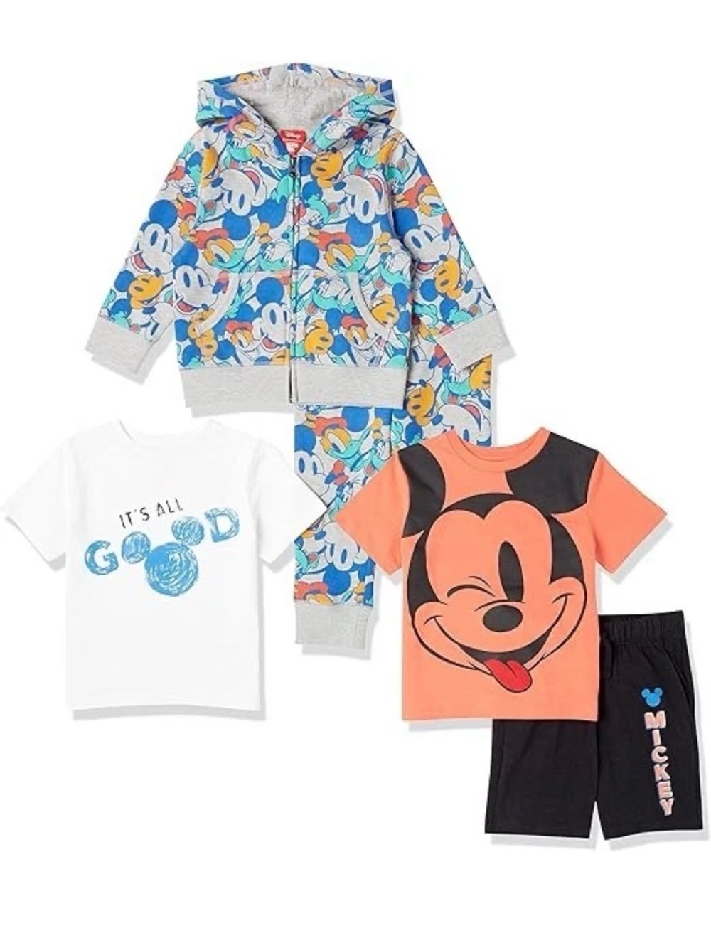 NEW Disney Mickey Mouse 5 piece outfit set boys 2T hoodie  joggers tees shorts